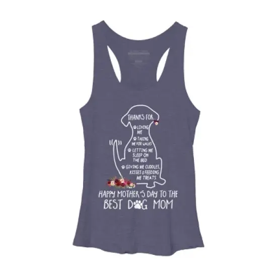 Women's Design By Humans Happy Mothers Day Best Dog Mom Thanks By MiuMiuShop Racerback Tank Top image {3}