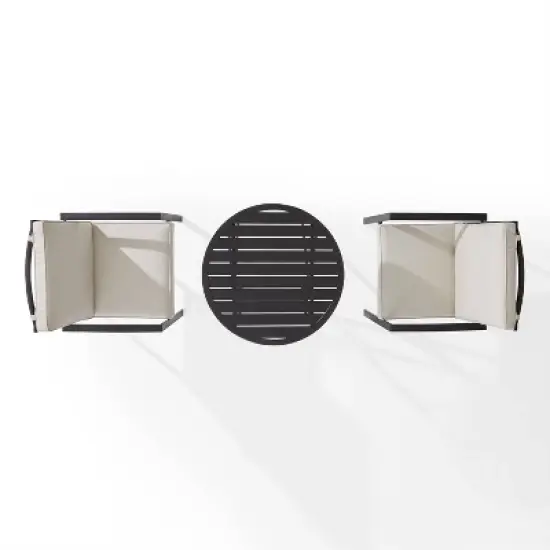 3pc Kaplan Outdoor Steel Chat Set Oatmeal/Bronze - Crosley image {6}