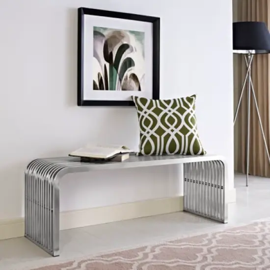 Pipe Stainless Steel Bench - Modway image {1}