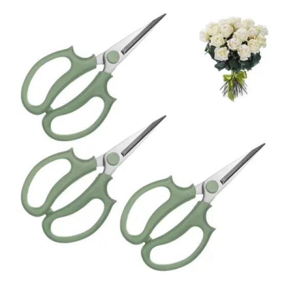 Unique Bargains Stainless Steel Garden Comfortable Grip Flower Pruning Scissor 3Pcs image {6}