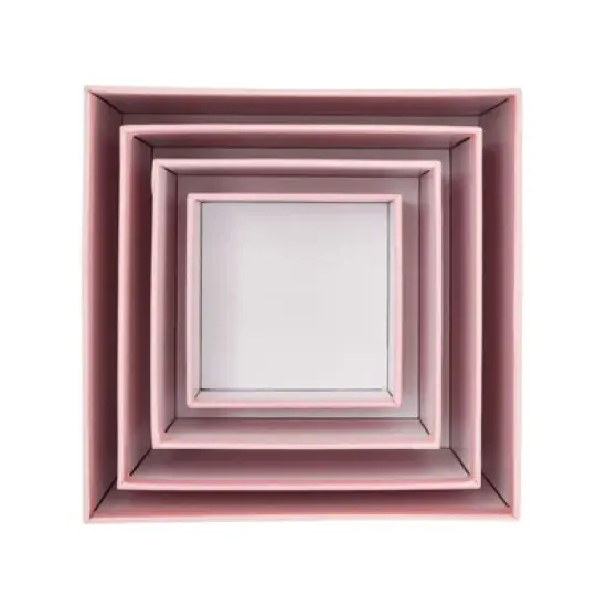 Stockroom Plus 4 Pack Square Nesting Gift Boxes, Decorative Boxes with Lids in 4 Assorted Sizes for Wedding, Bridal Shower, Baby Shower, Pink image {5}