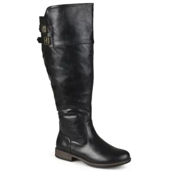 Journee Collection Womens Tori Wide Calf Stacked Heel Riding Boots image {9}