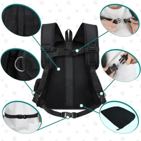 PetAmi Dog Front Carrier Backpack, Ventilated Adjustable Pet Cat Puppy, Hiking Camping Chest Travel Carrying Bag image {4}