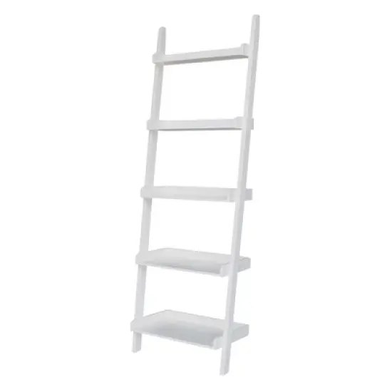 75.5" 5 Tier Solid Wood Leaning Bookshelf - International Concepts image {9}