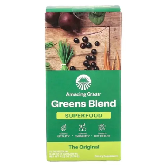 Amazing Grass Greens Blend Superfood, 15 Individual Packets, 0.28 oz (8 g) Each image {3}