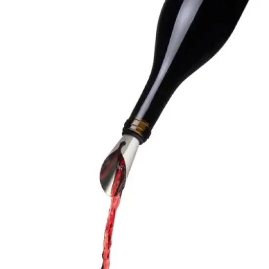 TRUE Duo Wine Pourer and Stopper, Bottle Sealer, Drip Free Pourer, Wine Cork Spout, 2-Piece Design, Silicone and Stainless Steel image {5}