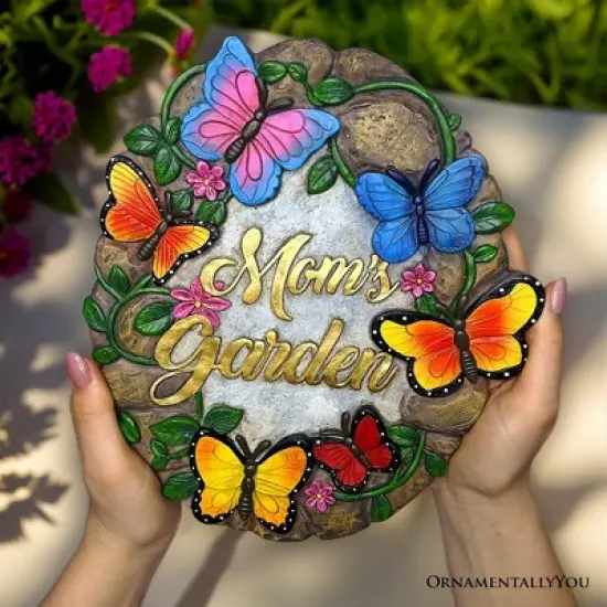 Mom&rsquo;s Garden with Butterflies Stepping Stone, 9.5" Decorative Outdoor Decoration| OrnamentallyYou image {5}
