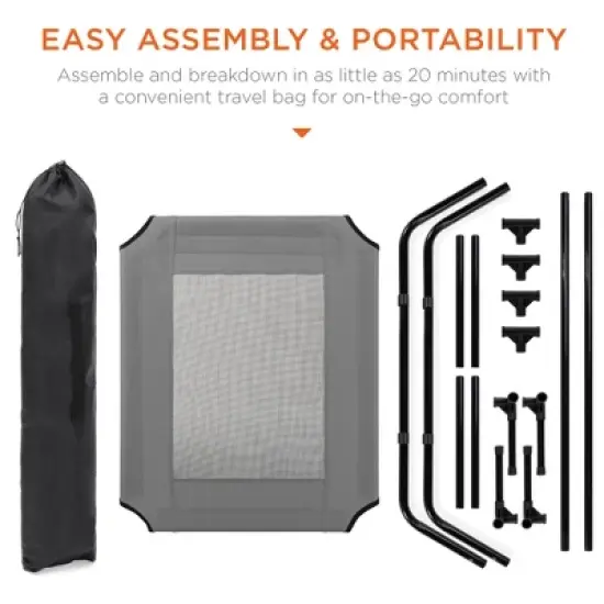 Best Choice Products 30in Elevated Cooling Dog Bed, Outdoor Raised Mesh Pet Cot w/ Removable Canopy, Carrying Bag image {5}