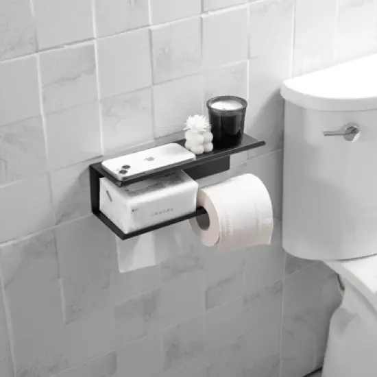 Modern Toilet Paper Holder with Anti-Rust Shelf Paper Roll Holder Toilet Tissue Holder Wipes Storage. image {3}