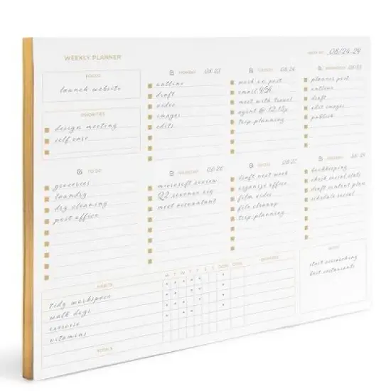 Blu Monaco Gold Edge Desk Pad &ndash; Undated Weekly Planner Notepad &ndash; 8.5 x 11, 50 Pages &ndash; Tear-Off Calendar for Scheduling and Organization image {8}