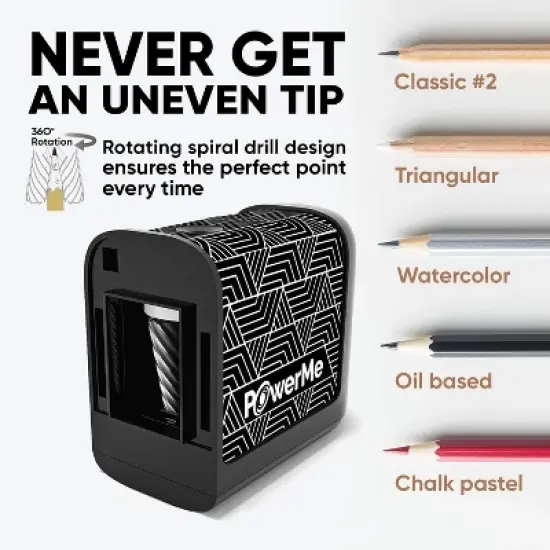 PowerMe Electric Pencil Sharpener - Battery Powered For Colored Pencils, Ideal For No. 2 image {1}