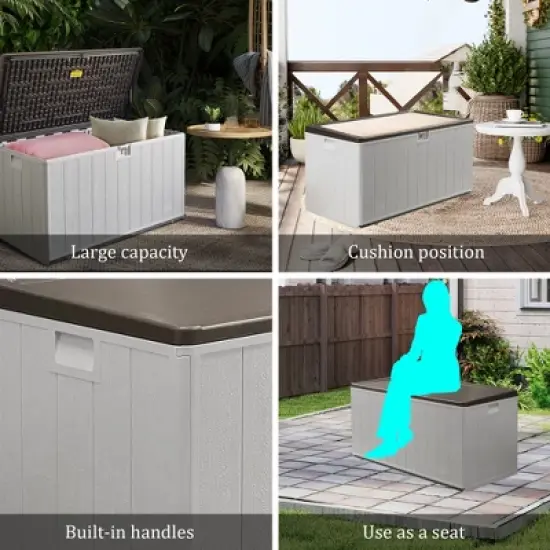 Decksplore Waterproof Patio Storage 110GAL Deck Storage Box Organizer for Pool & Garden image {8}