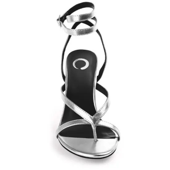 Journee Collection Womens Waverlee Open Toe High Stiletto Pumps Silver 11 image {5}