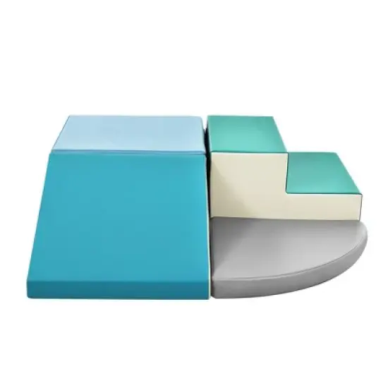 Toddler Playtime Corner Climber, Indoor Active Play Structure for Toddlers and Kids, Safe Soft Foam for Crawling and Sliding- Contemporary/Green image {9}