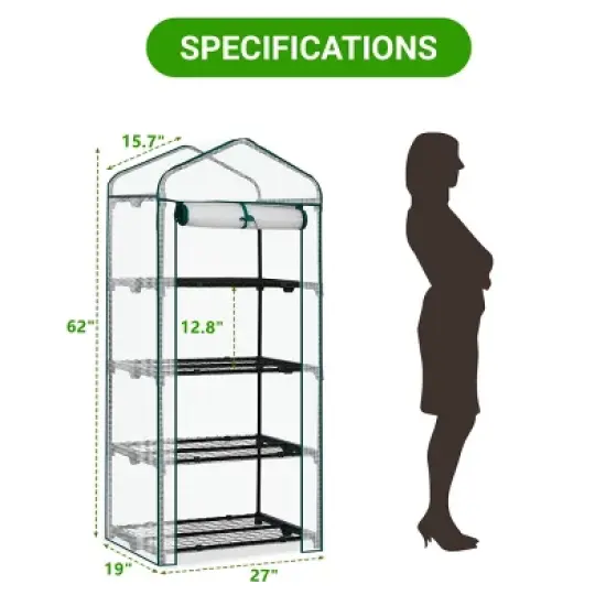 SEVOBAL Greenhouse Mini 4 Tier Green Houses Rolling Door Full Plant Grow Early Spring Seed Germination Indoor Growing Outdoor, White, 72"*48.5"*8.5" image {2}