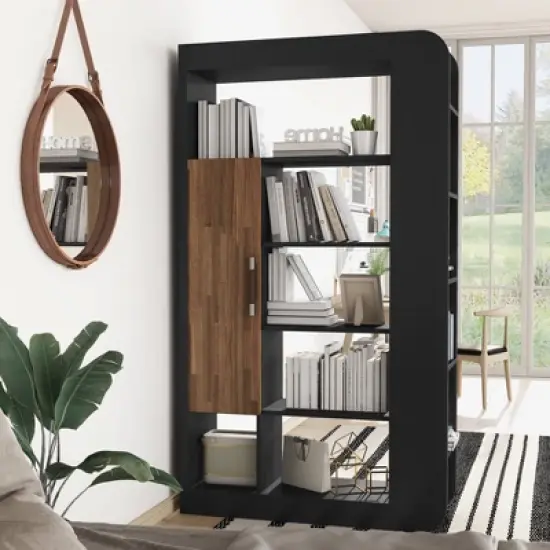 70.87" Triaga Multi Shelf Bookcase Black - miBasics image {2}