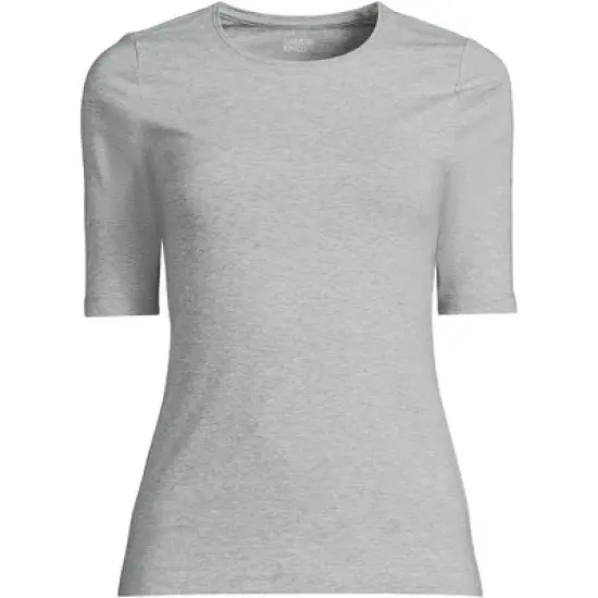 Lands' End Women's Elbow Sleeve Lightweight Jersey Crew Neck Top image {4}