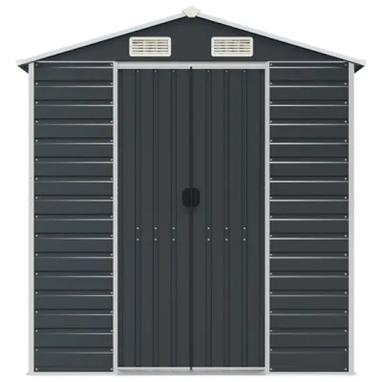 vidaXL Garden Shed Galvanized Steel - Anthracite 75.2 x 84.6 x 78 in image {3}