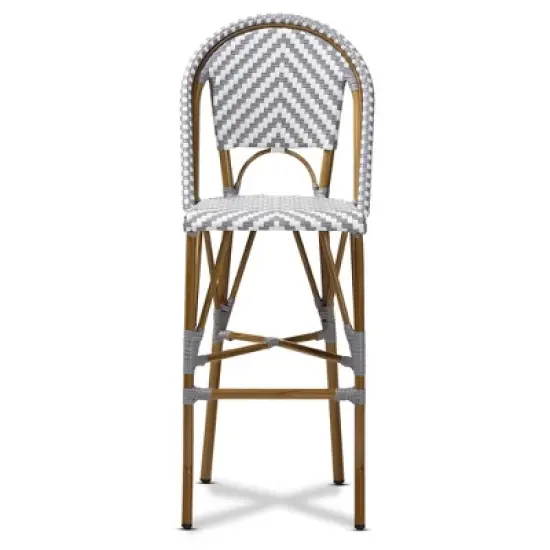 Ilene Indoor and Outdoor Stackable Bistro Barstool Gray/White - BaxtonStudio image {7}