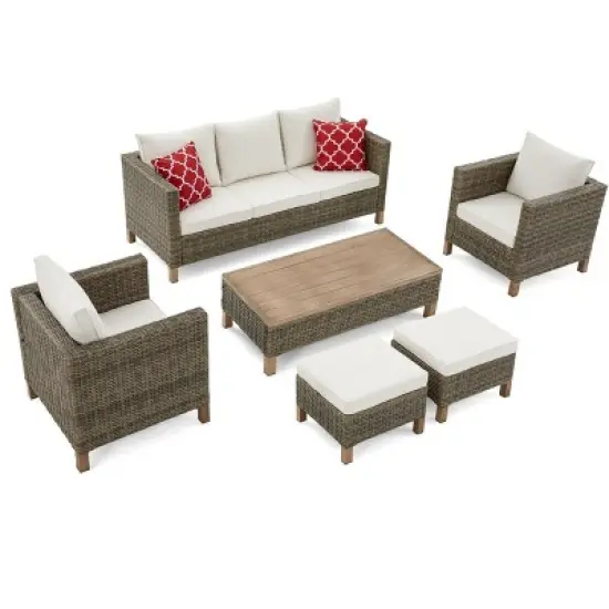 6 Piece Conversation Patio Set with Cushions and Coffee Table image {10}