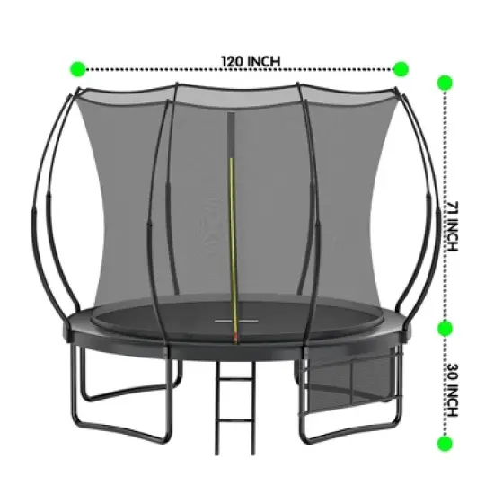 Okak 6/8/10/12/14FT UV-Protected Trampoline, Kids Trampoline with Safety Net and Metal Stand, Springfree Outdoor Trampoline for Yard, Garden image {6}