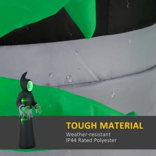 Whisen Inflatable Halloween Decoration Mirror Face Ghost, Blow Up Outdoor LED Yard Display, Waterproof - Black image {4}