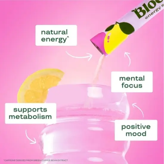 BLOOM NUTRITION Natural Energy Stick Packs Raspberry Lemon - 10pk image {2}