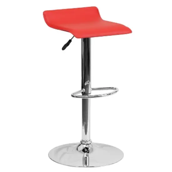 Flash Furniture Contemporary Vinyl Adjustable Height Barstool with Solid Wave Seat and Chrome Base image {10}