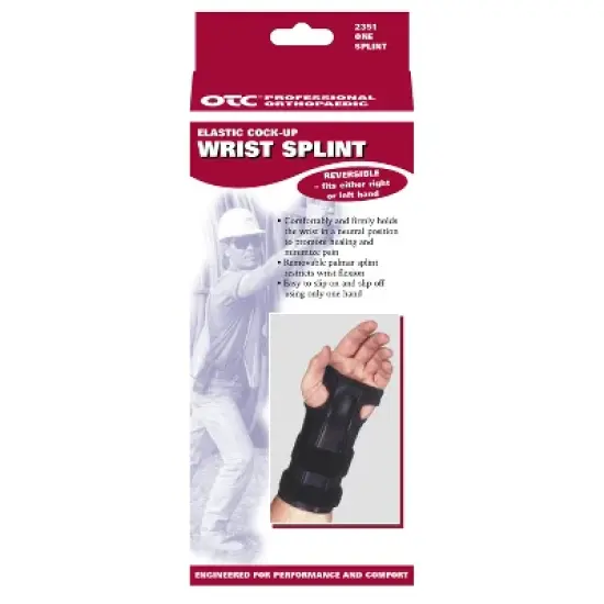 OTC Reversible Wrist Splint, Cock-up Lacing, Knit Elastic, Black image {2}