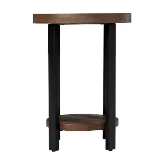 27" Pomona Diameter Round End Table Rustic Natural - Alaterre Furniture image {2}