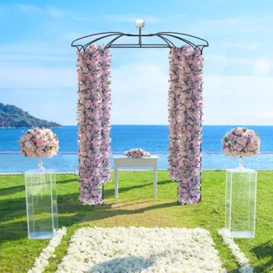 Tangkula Birdcage Shape Garden Arch 9.4 x 6.8FT Heavy Duty Arch Trellis with Hanging Hook for Climbing Plants image {1}