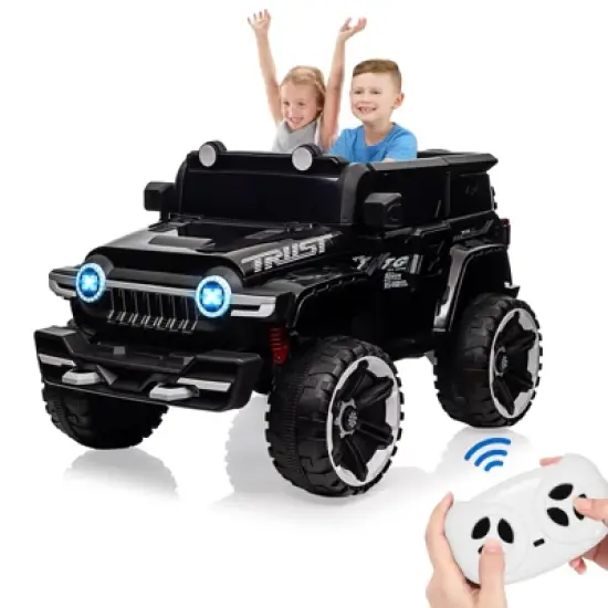 2 Seater Ride On Car with Remote Control, 4WD Off-Road Truck 12V Electric Battery Powered Ride On Toys, 25W Dual Motor, for Kids image {5}