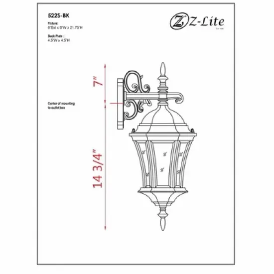 Z-Lite Wakefield 1 - Light Wall Light in  Black image {6}