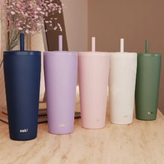 Zak Designs 30 fl oz Stainless Steel Straw Tumbler image {4}