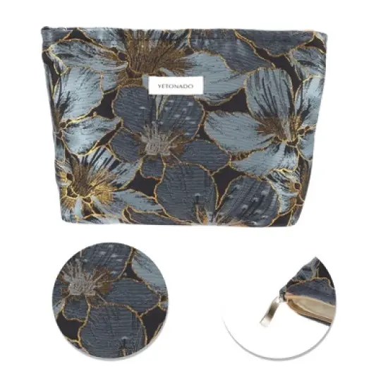 Unique Bargains Portable Embossment Flower Makeup Bag 1 Pc image {3}