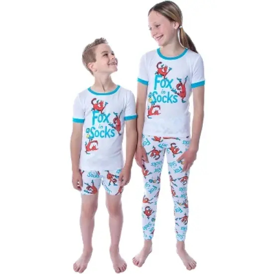 Dr. Seuss Unisex Kids Fox In Socks Shirt Shorts and Pants 3 Piece Pajama Set image {5}