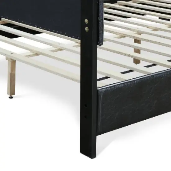 Hudson Leather Upholstered Bed Black - ClickDecor image {6}