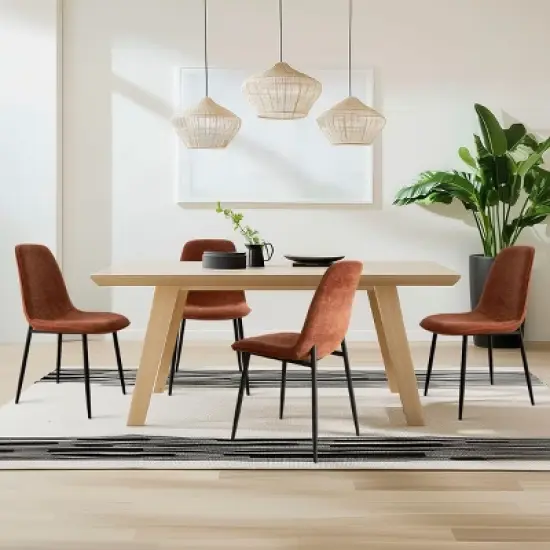 Set of 4 Upholstered Dining Chairs with Metal Legs, Modern Fabric Accent Kitchen Chairs for Dining Room or Small Spaces-Maison Boucle image {13}