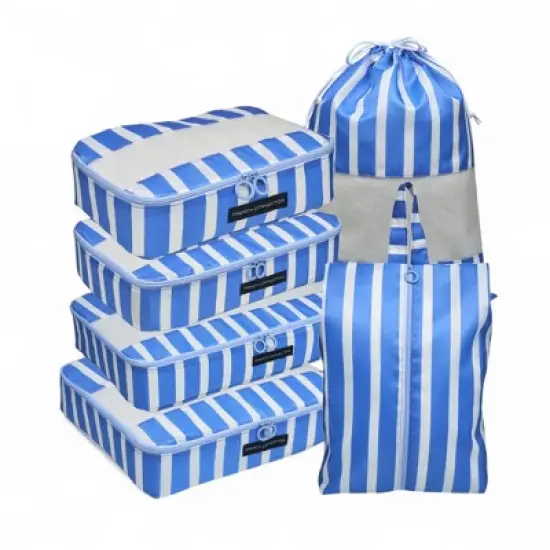 French Connection 6pc Packing Cube Set - Travel Storage Set for Luggage (Striped) image {6}