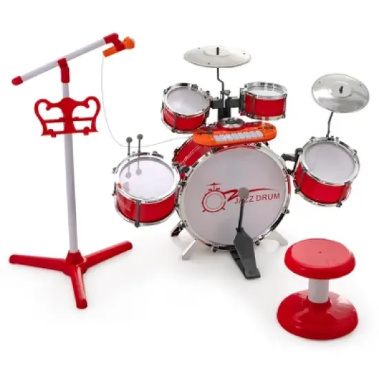 Costway Jazz Drum Set for Toddler Kids Educational Toy w/Keyboard Cymbal Microphone image {11}