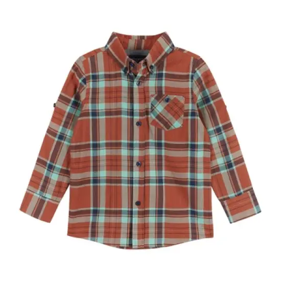 Andy & Evan  Infant  Boys Rust Plaid Two-Faced Buttondown Set image {3}
