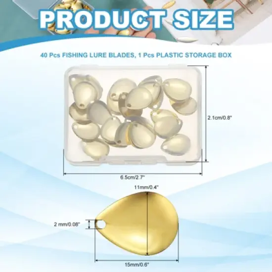 Unique Bargains Metal Curved Fishing Spinner Baits with Plastic Storage Box 40 Pcs image {1}