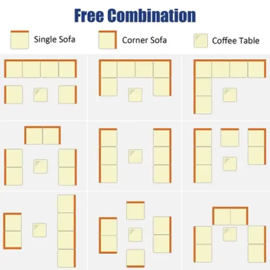 Costway 7PCS Patio Rattan Furniture Set Sectional Sofa Garden Navy Cushion image {5}