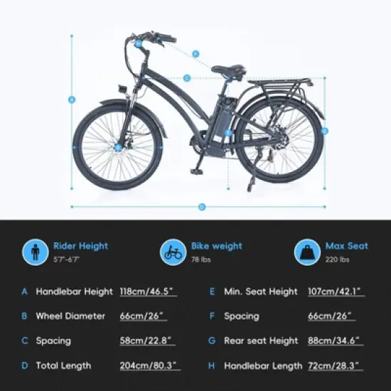 Garvee 26 Inch Electric Bike for Adults Mountain Electric Bicycle 7 Speed Ebike for Men Women, Dark Gray image {5}