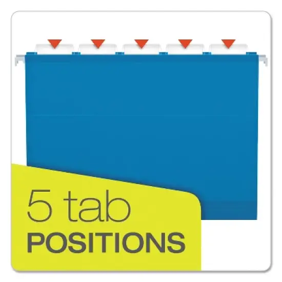 Pendaflex Reinforced Hanging Folders 1/5 Tab Letter Blue 25/Box 415215BLU image {3}