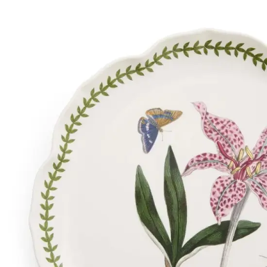 Portmeirion Botanic Garden Lotus Blossom Large Round Platter, 13.5 Inch - Meadow Saffron Design with Laurel Leaf Border - Dishwasher Safe Porcelain image {6}