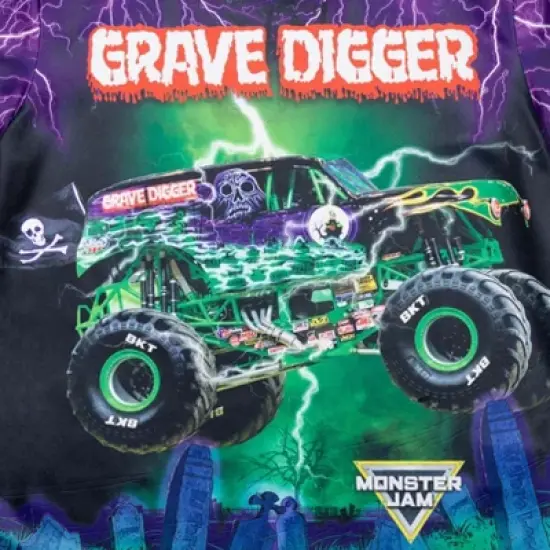 Monster Jam Maximum Destruction Son-uva Digger Earth Shaker Grave Digger Megalodon 3 Pack Athletic T-Shirt Toddler to Big Kid image {5}