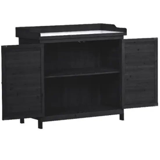 PAGED 39" Outdoor Potting Bench Table with Storage, Rustic Garden Potting Tables, Potting Benches for Outside with 2-Tier Shelves & Side Hook image {5}