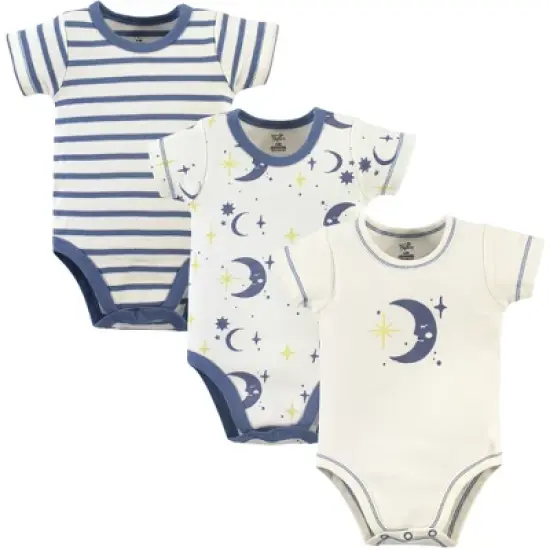 Touched by Nature Baby Boy Organic Cotton Bodysuits 3pk, Moon image {3}
