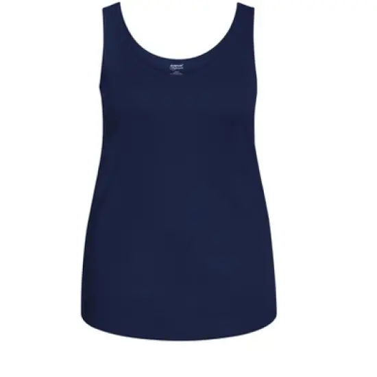 Women's Plus Size Plain Tank  - Navy | AVENUE image {2}